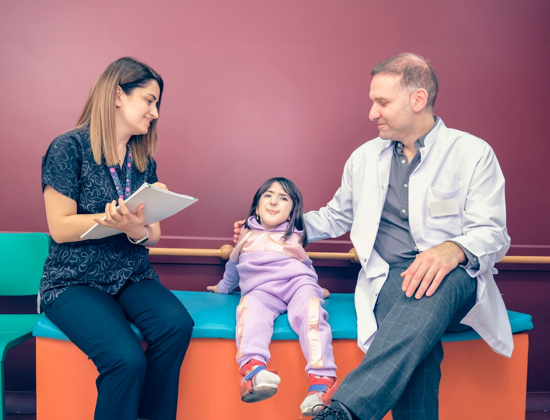 happy family doctor visit
